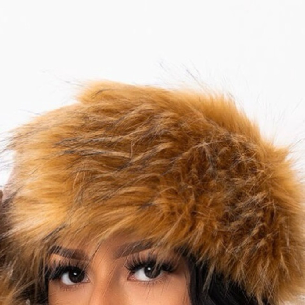 BLACK FAUX FUR HEAD WRAP - Picture 6 of 11